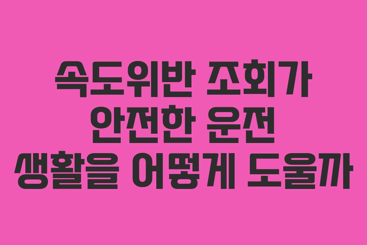 속도위반 조회가 안전한 운전 생활을 어떻게 도울까