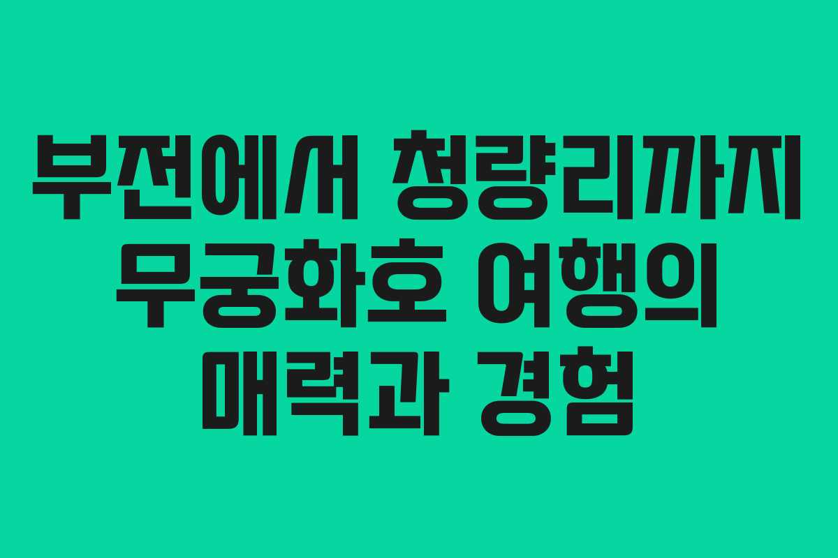 부전에서 청량리까지 무궁화호 여행의 매력과 경험