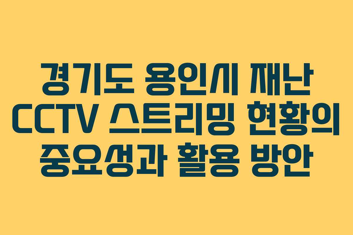 경기도 용인시 재난 CCTV 스트리밍 현황의 중요성과 활용 방안