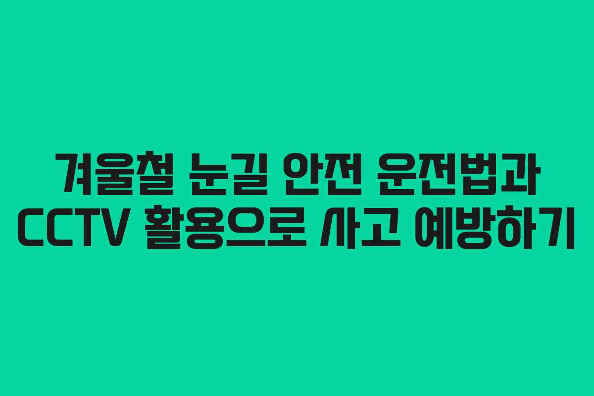 겨울철 눈길 안전 운전법과 CCTV 활용으로 사고 예방하기