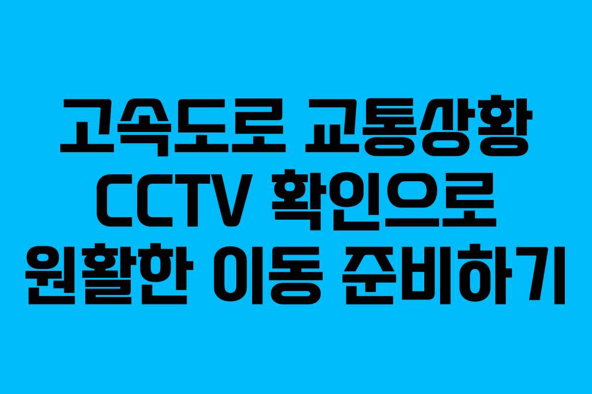 고속도로 교통상황 CCTV 확인으로 원활한 이동 준비하기