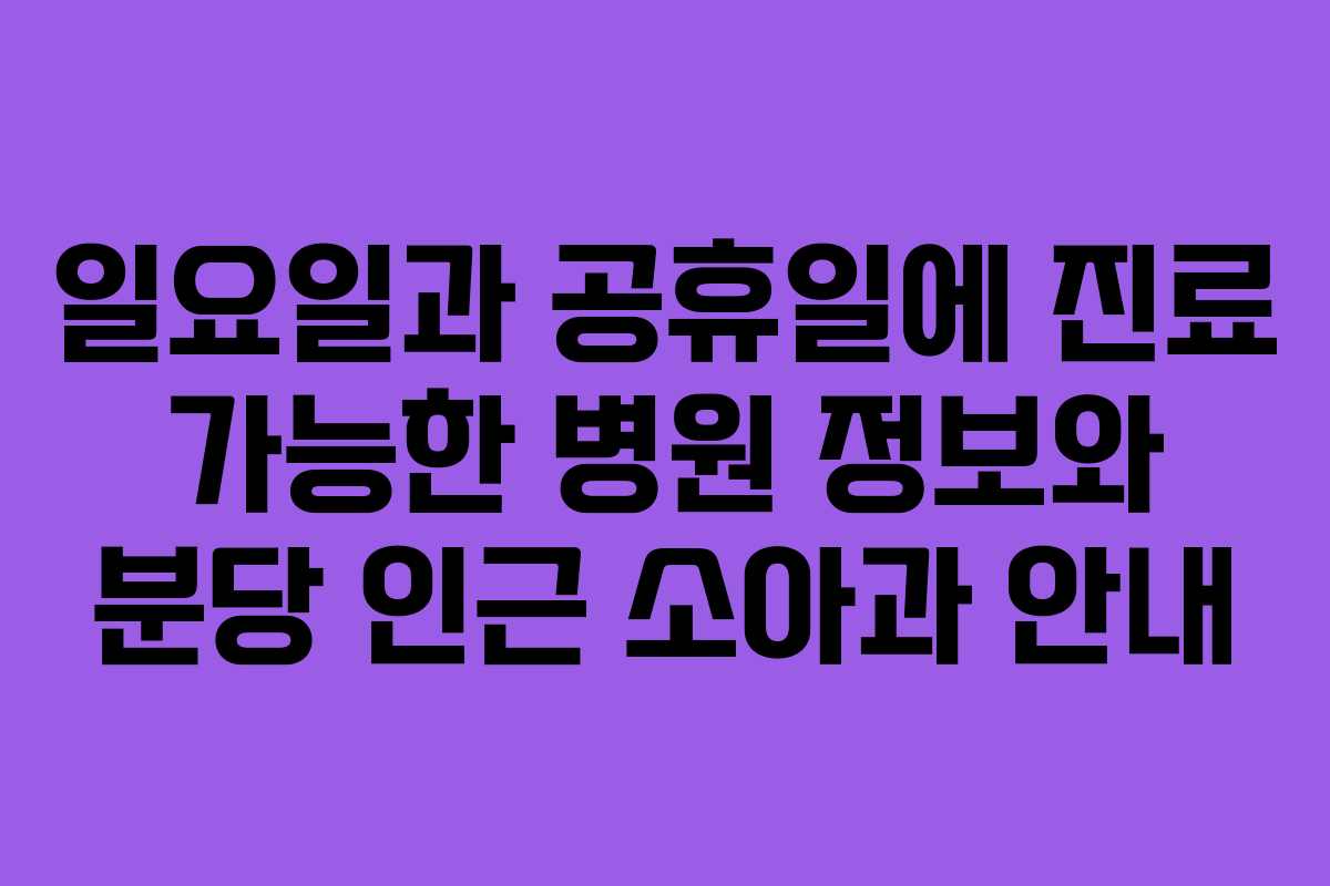일요일과 공휴일에 진료 가능한 병원 정보와 분당 인근 소아과 안내