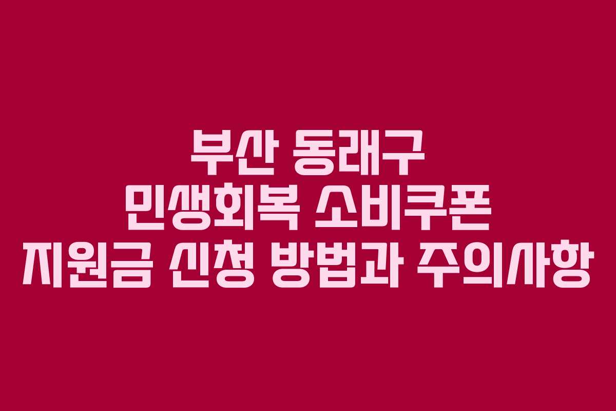 부산 동래구 민생회복 소비쿠폰 지원금 신청 방법과 주의사항