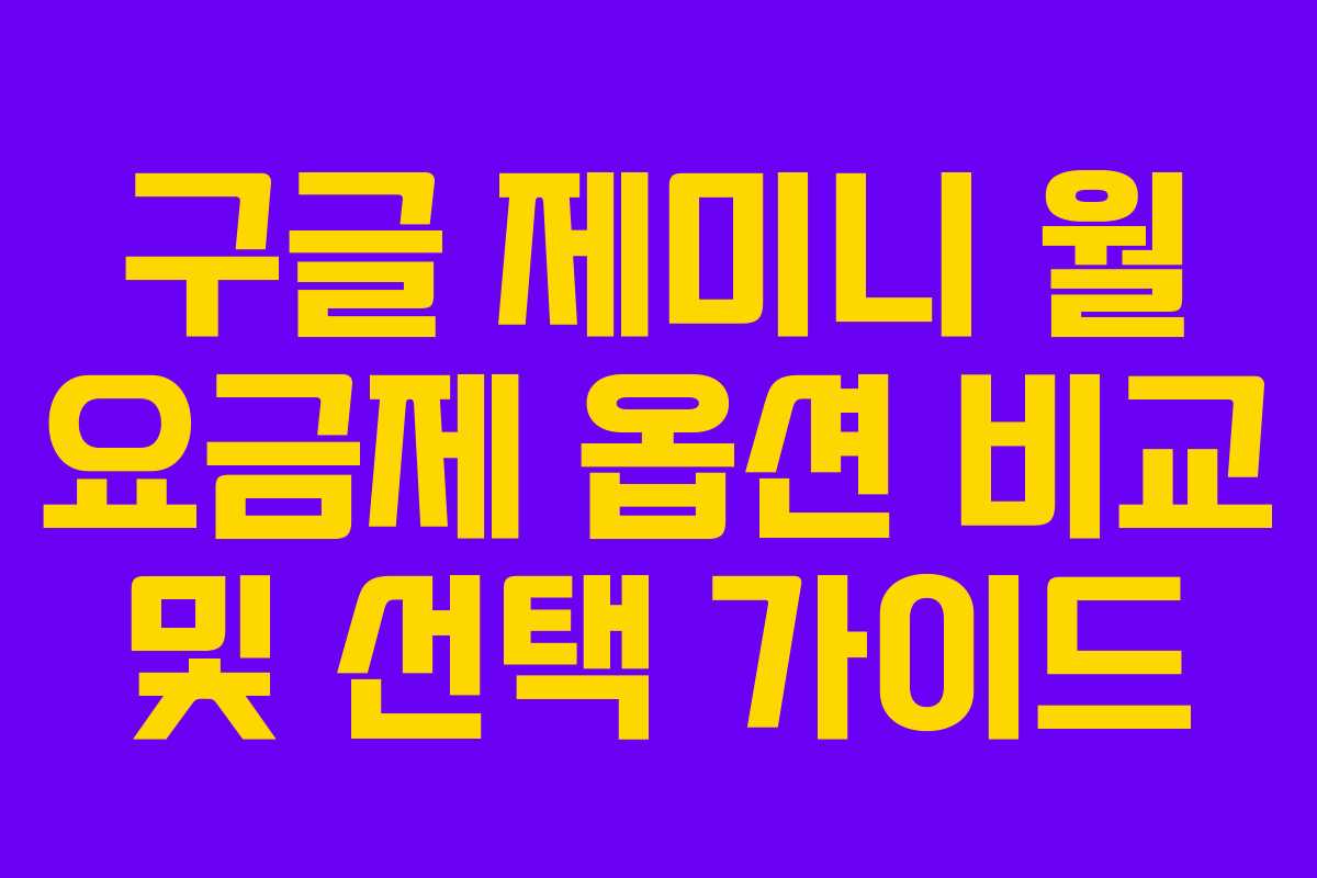 구글 제미니 월 요금제 옵션 비교 및 선택 가이드
