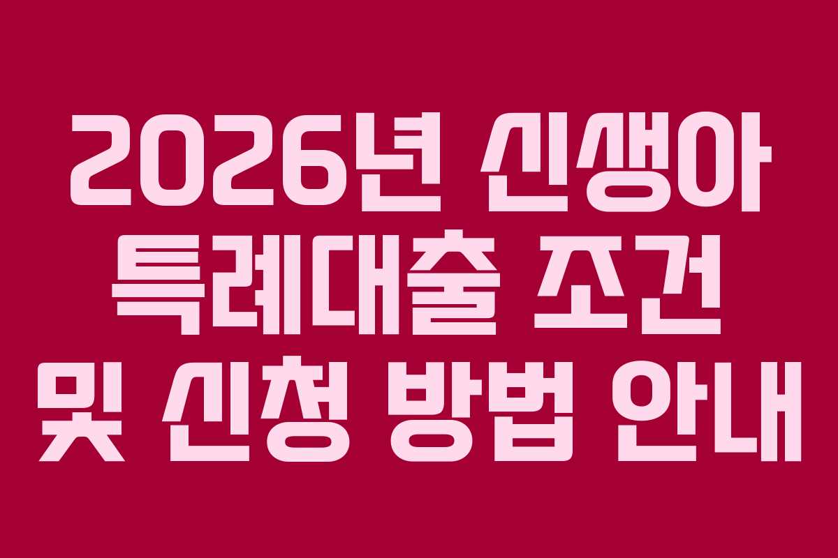 2026년 신생아 특례대출 조건 및 신청 방법 안내