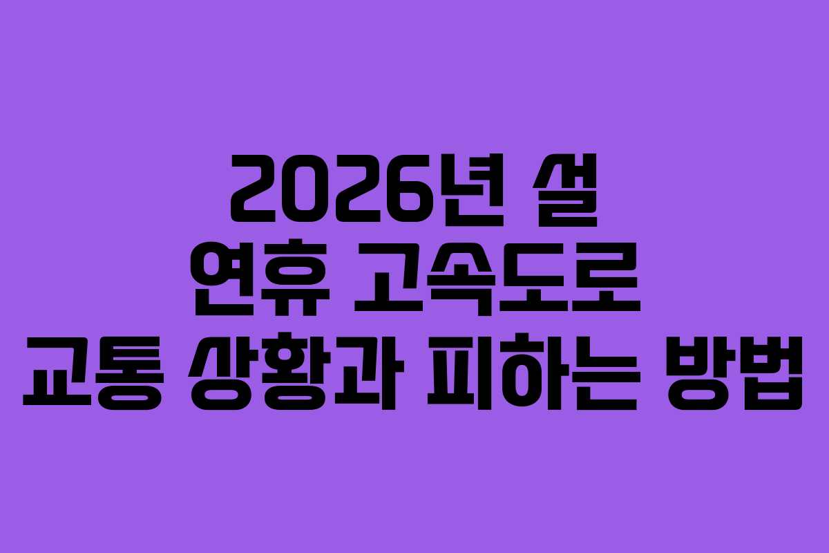 2026년 설 연휴 고속도로 교통 상황과 피하는 방법