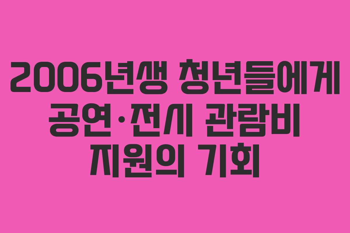 2006년생 청년들에게 공연·전시 관람비 지원의 기회