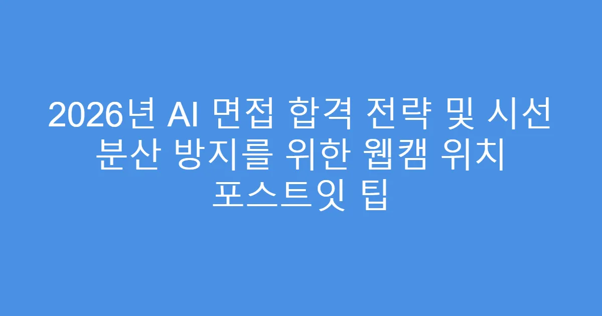 2026년 AI 면접 합격 전략 및 시선 분산 방지를 위한 웹캠 위치 포스트잇 팁