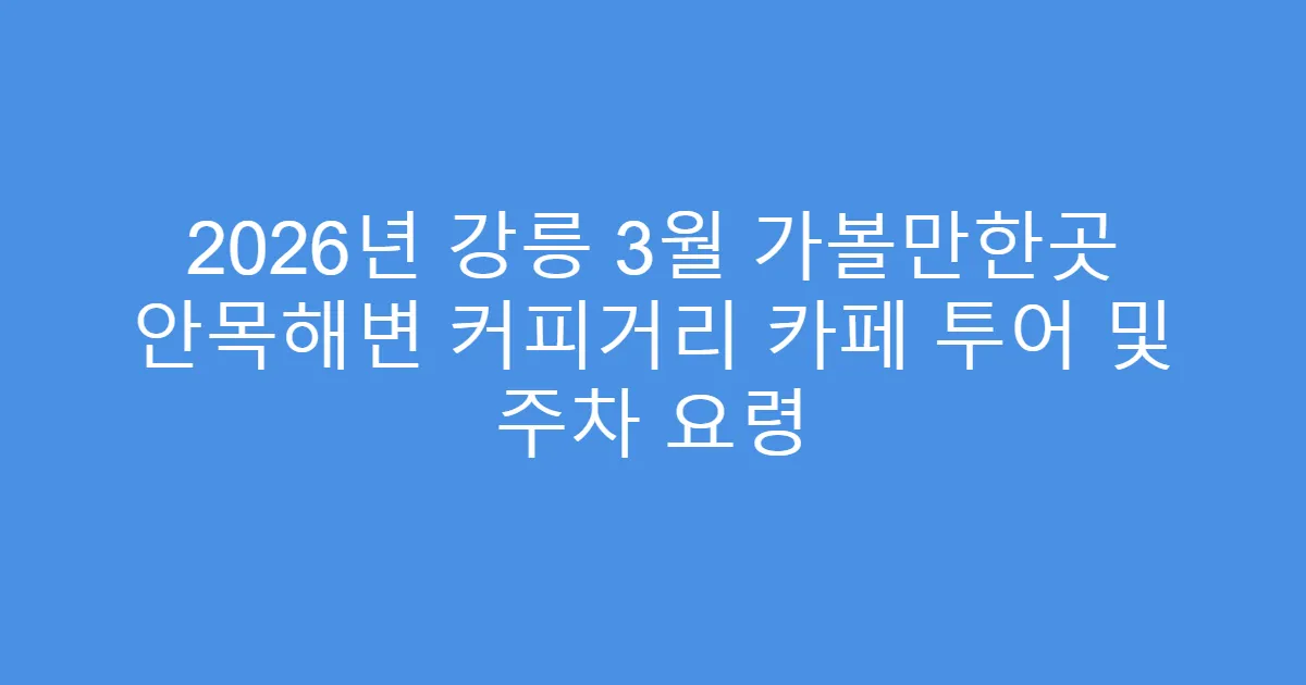 2026년 강릉 3월 가볼만한곳 안목해변 커피거리 카페 투어 및 주차 요령