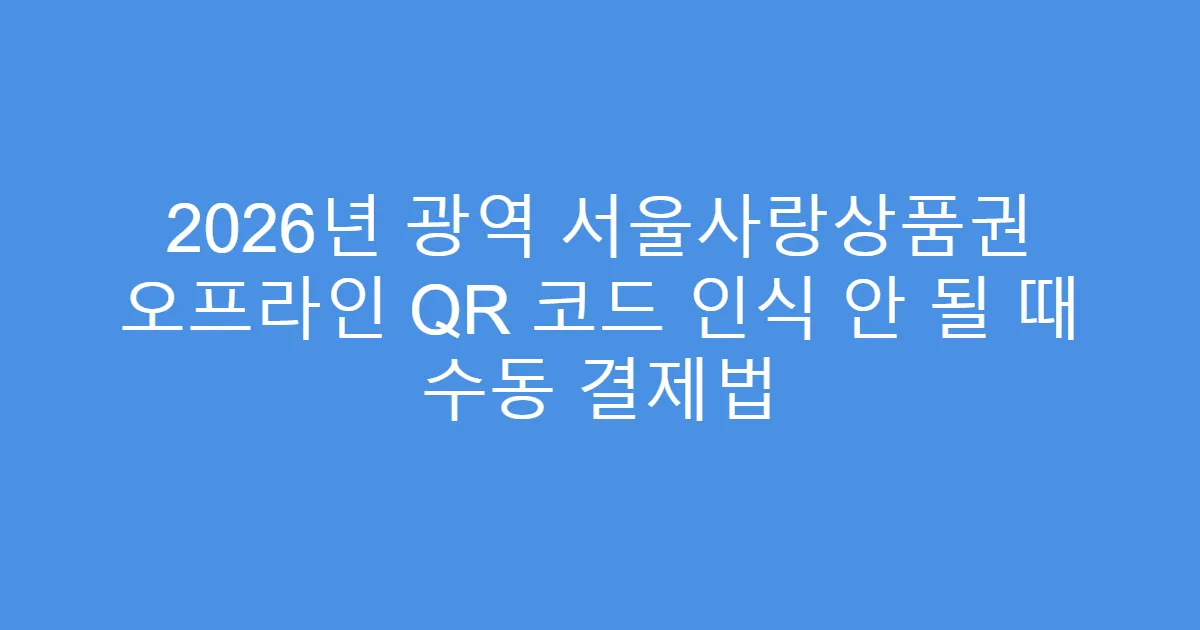 2026년 광역 서울사랑상품권 오프라인 QR 코드 인식 안 될 때 수동 결제법