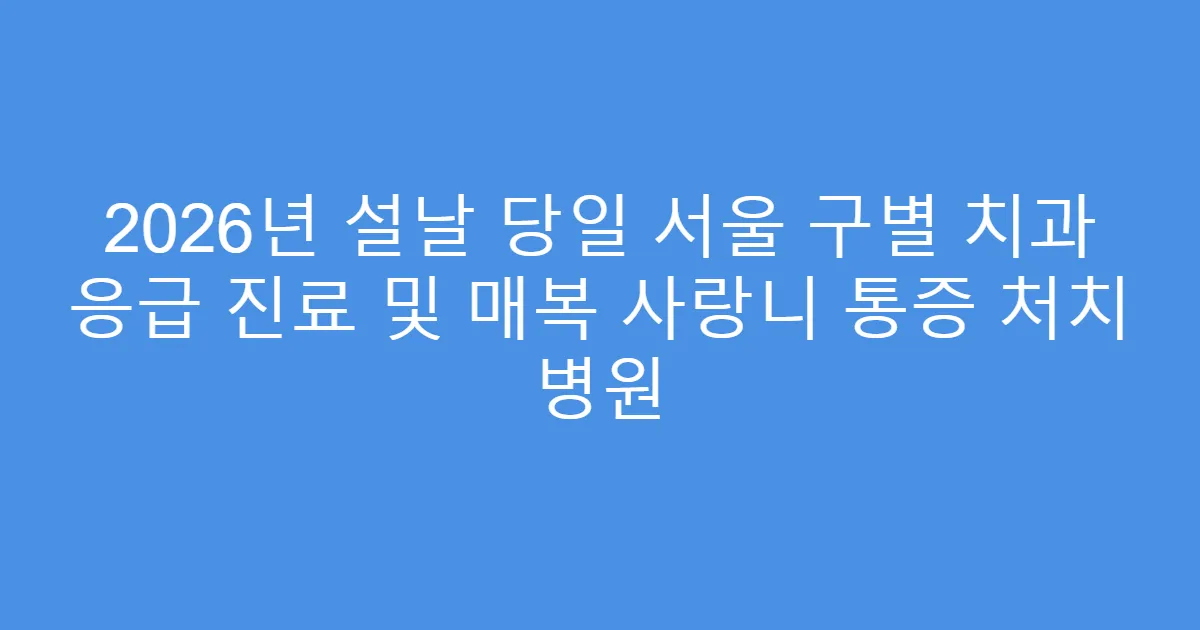2026년 설날 당일 서울 구별 치과 응급 진료 및 매복 사랑니 통증 처치 병원