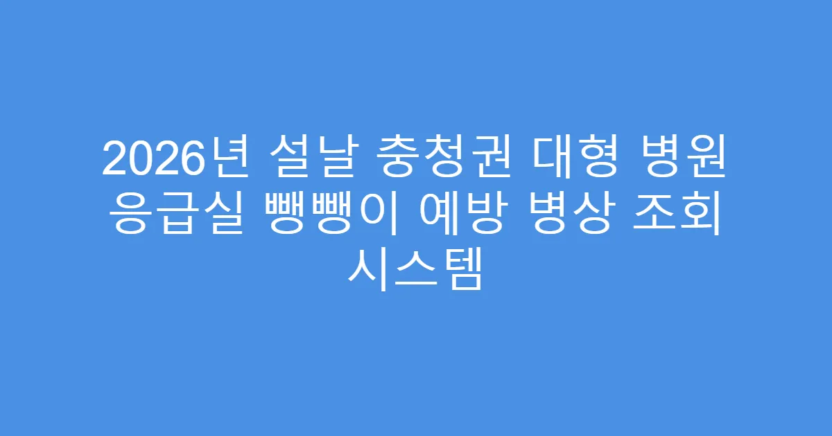 2026년 설날 충청권 대형 병원 응급실 뺑뺑이 예방 병상 조회 시스템