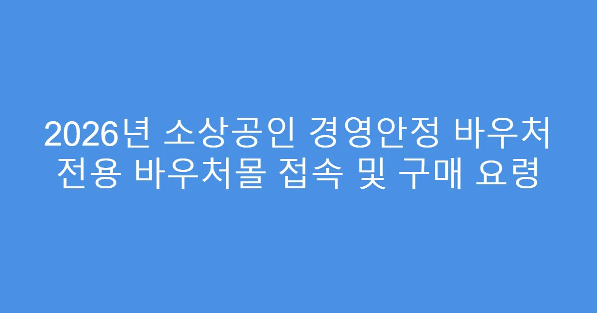 2026년 소상공인 경영안정 바우처 전용 바우처몰 접속 및 구매 요령