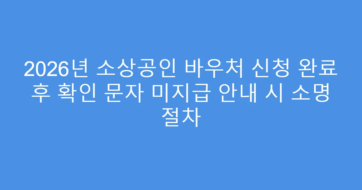 2026년 소상공인 바우처 신청 완료 후 확인 문자 미지급 안내 시 소명 절차