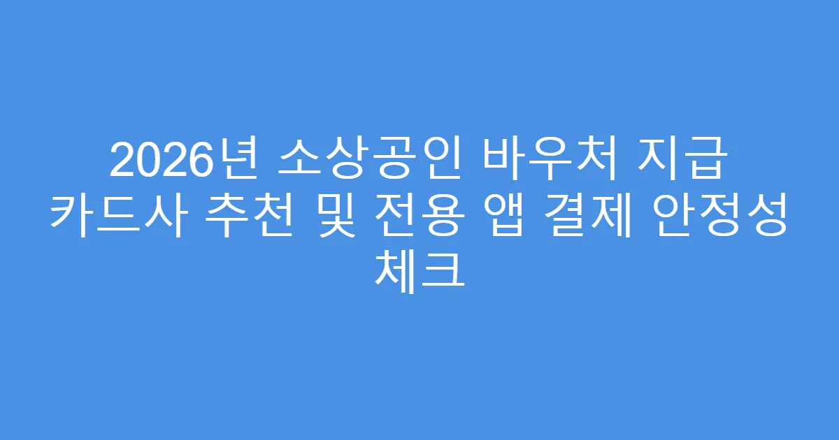 2026년 소상공인 바우처 지급 카드사 추천 및 전용 앱 결제 안정성 체크