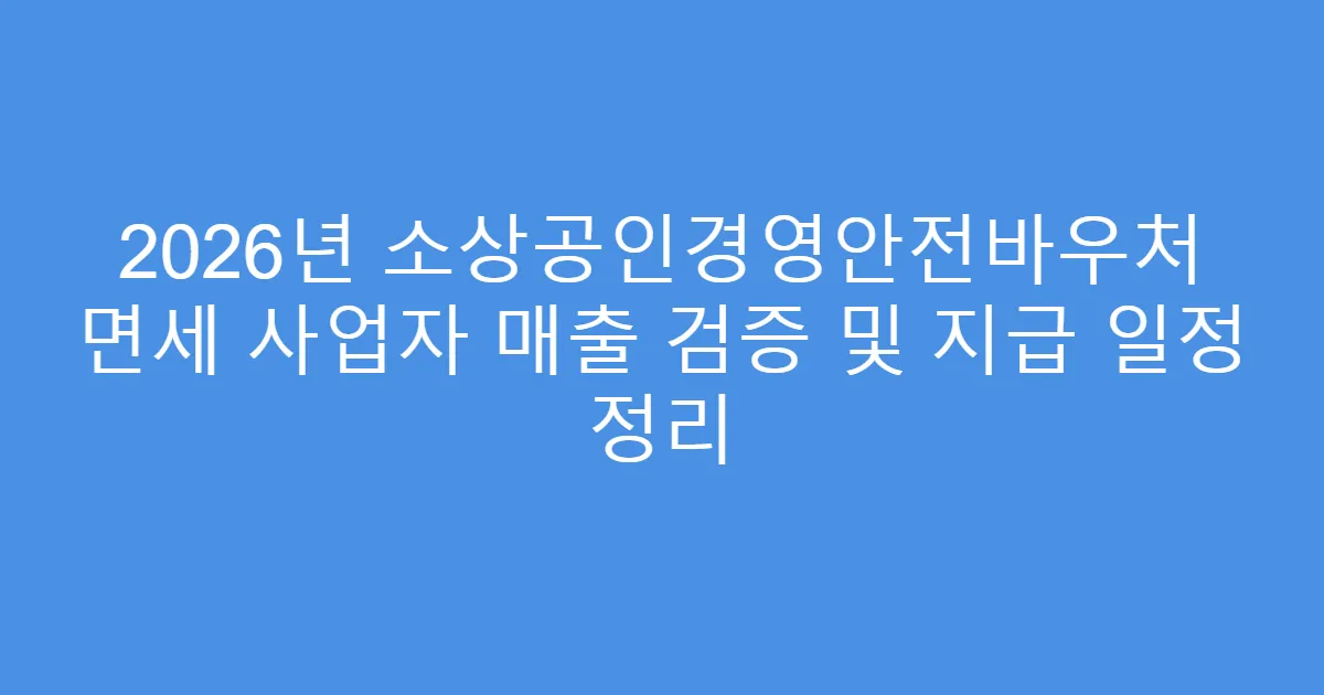 2026년 소상공인경영안전바우처 면세 사업자 매출 검증 및 지급 일정 정리