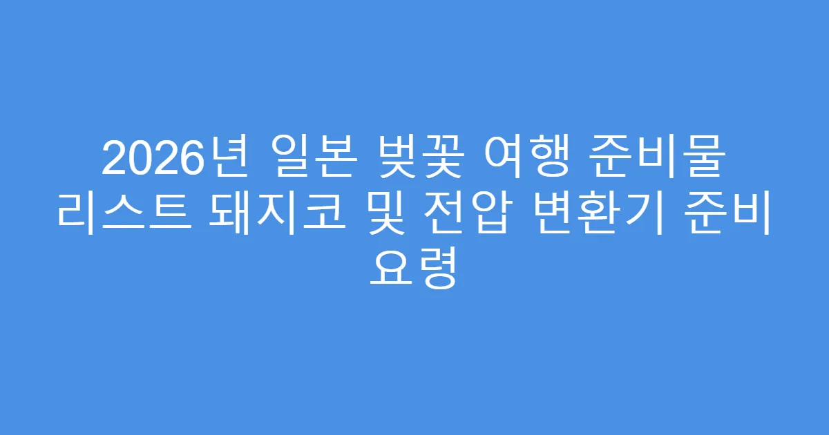 2026년 일본 벚꽃 여행 준비물 리스트 돼지코 및 전압 변환기 준비 요령