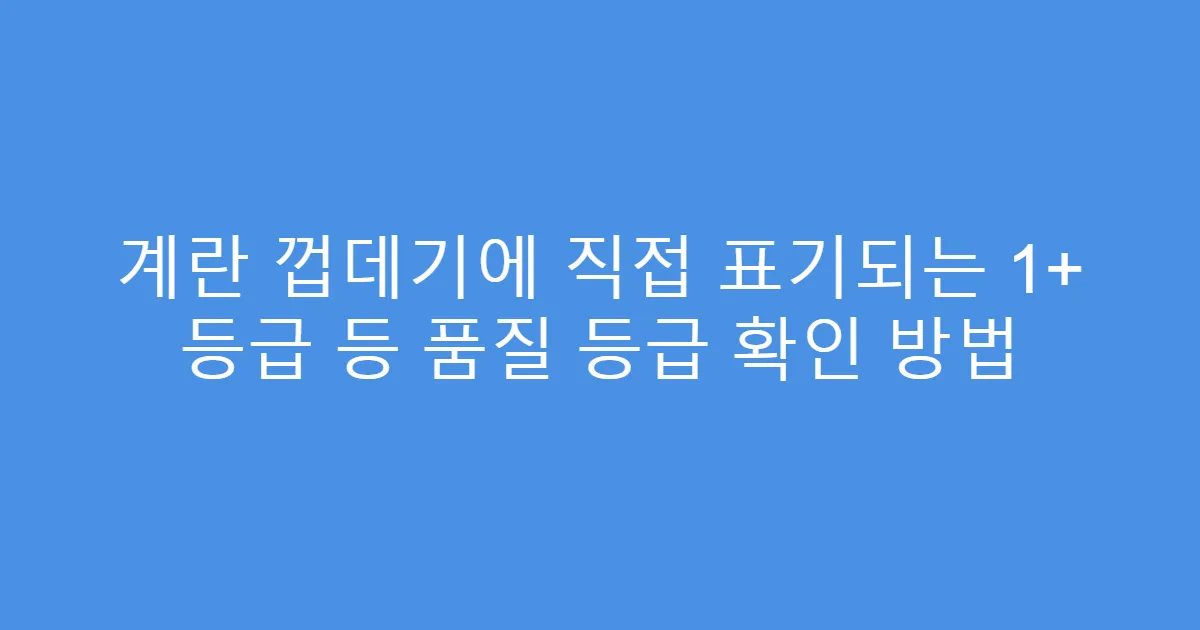 계란 껍데기에 직접 표기되는 1+ 등급 등 품질 등급 확인 방법