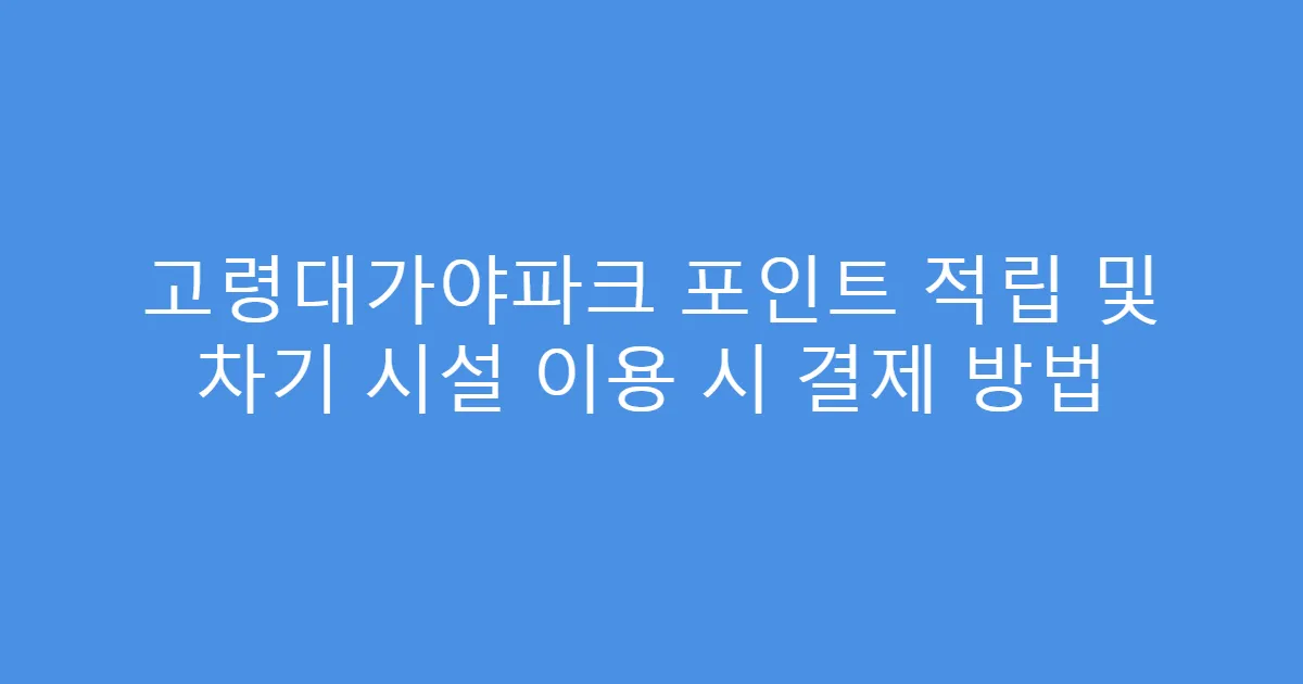 고령대가야파크 포인트 적립 및 차기 시설 이용 시 결제 방법