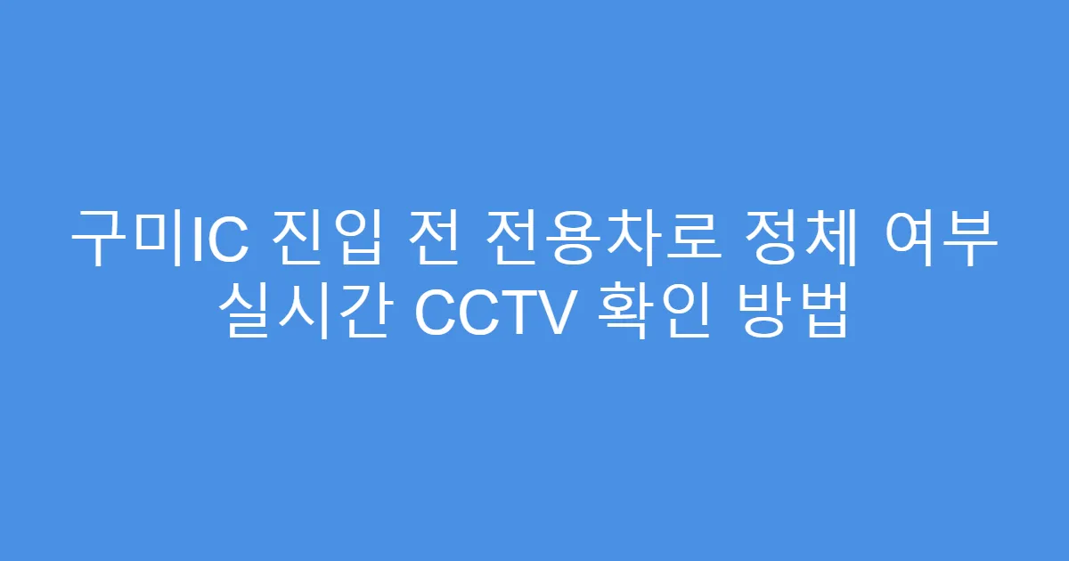 구미IC 진입 전 전용차로 정체 여부 실시간 CCTV 확인 방법