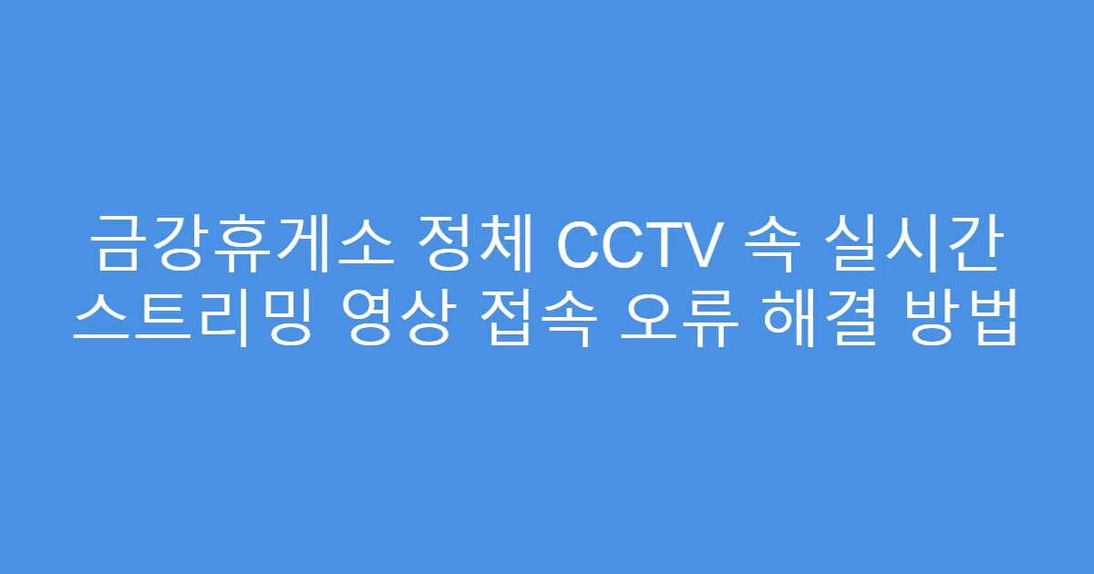 금강휴게소 정체 CCTV 속 실시간 스트리밍 영상 접속 오류 해결 방법