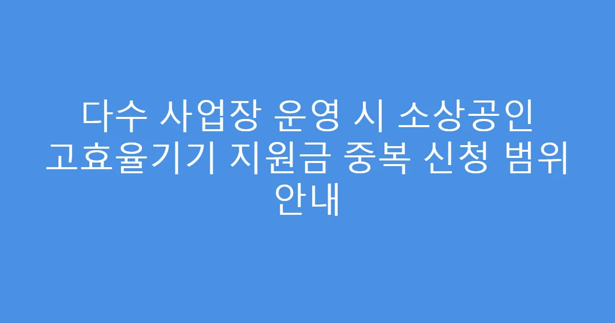 다수 사업장 운영 시 소상공인 고효율기기 지원금 중복 신청 범위 안내