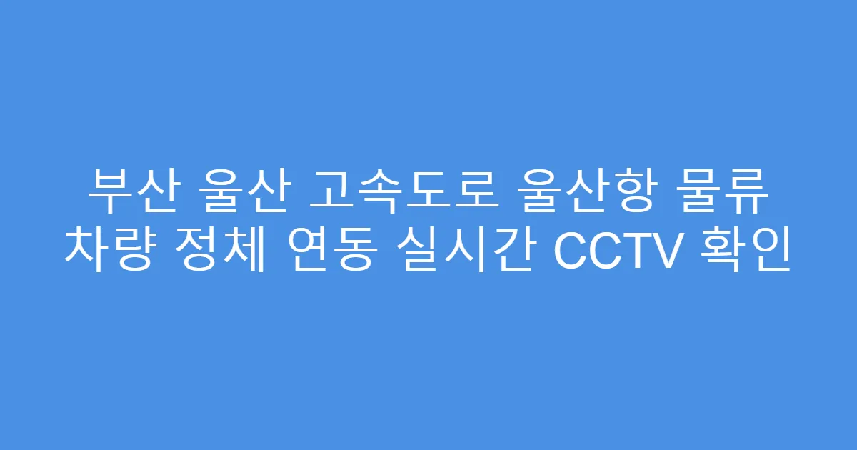 부산 울산 고속도로 울산항 물류 차량 정체 연동 실시간 CCTV 확인