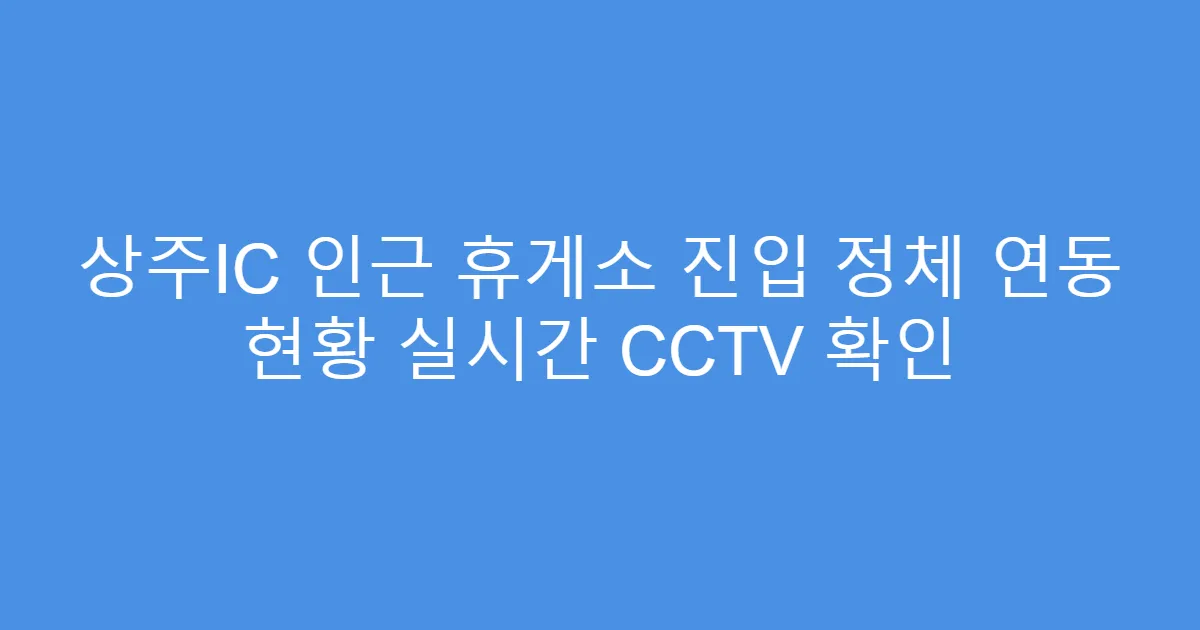 상주IC 인근 휴게소 진입 정체 연동 현황 실시간 CCTV 확인
