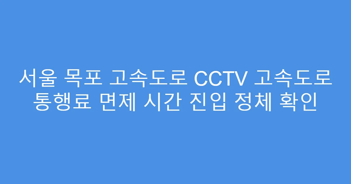 서울 목포 고속도로 CCTV 고속도로 통행료 면제 시간 진입 정체 확인