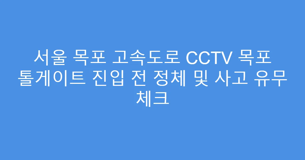 서울 목포 고속도로 CCTV 목포 톨게이트 진입 전 정체 및 사고 유무 체크