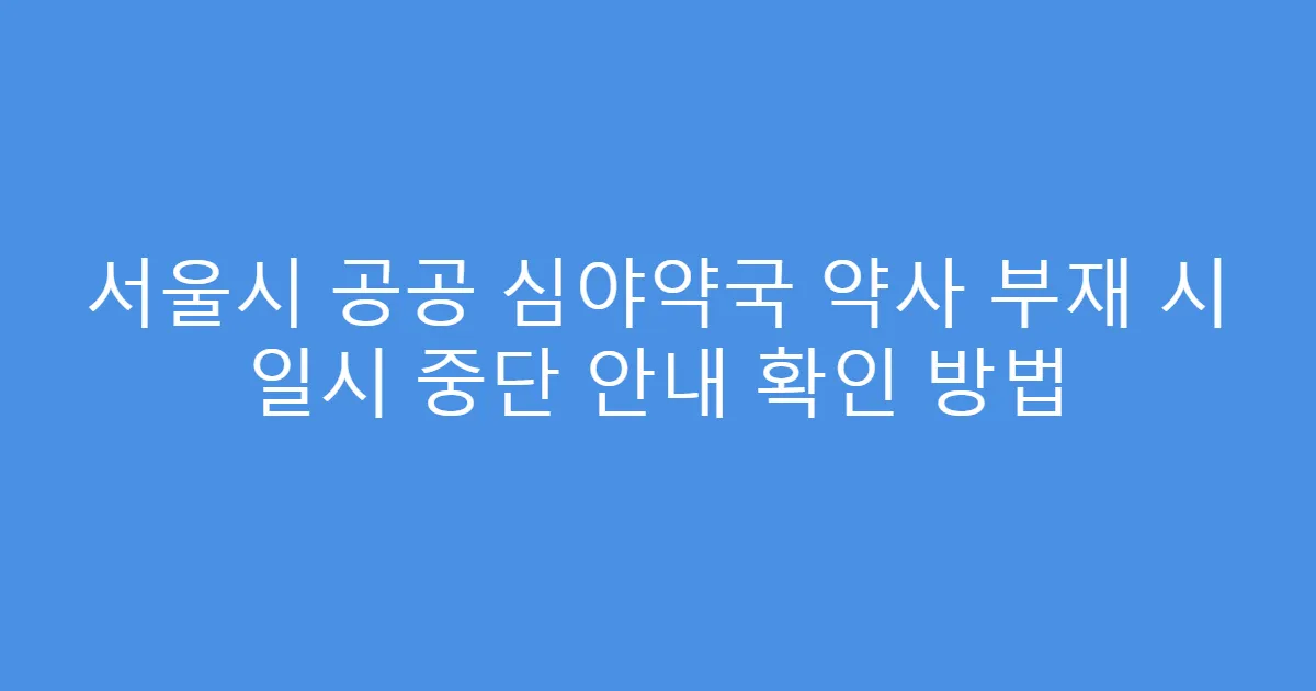 서울시 공공 심야약국 약사 부재 시 일시 중단 안내 확인 방법