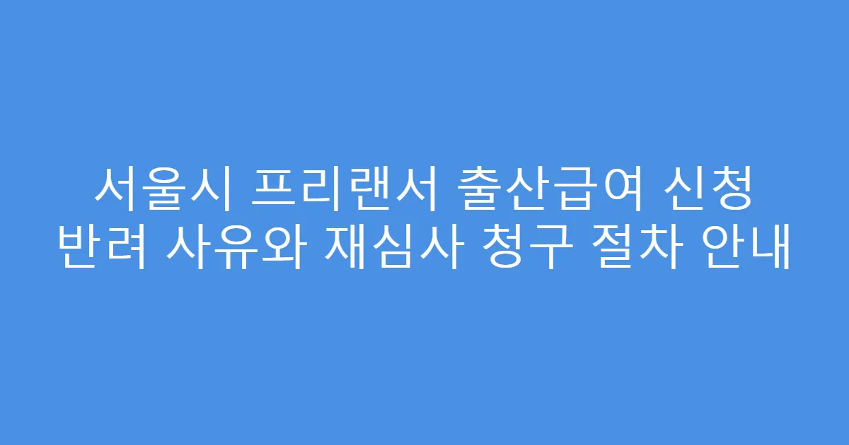 서울시 프리랜서 출산급여 신청 반려 사유와 재심사 청구 절차 안내