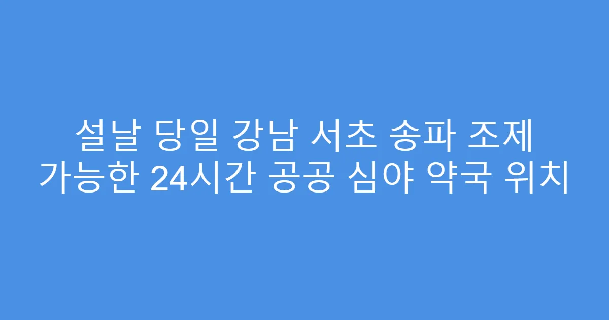 설날 당일 강남 서초 송파 조제 가능한 24시간 공공 심야 약국 위치
