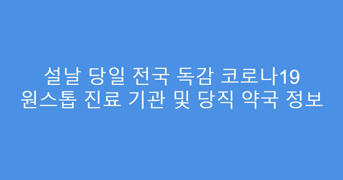 설날 당일 전국 독감 코로나19 원스톱 진료 기관 및 당직 약국 정보