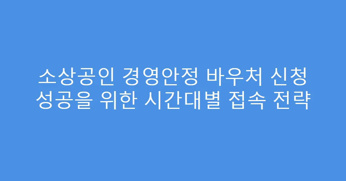 소상공인 경영안정 바우처 신청 성공을 위한 시간대별 접속 전략