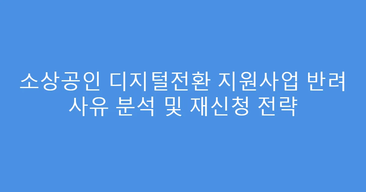 소상공인 디지털전환 지원사업 반려 사유 분석 및 재신청 전략
