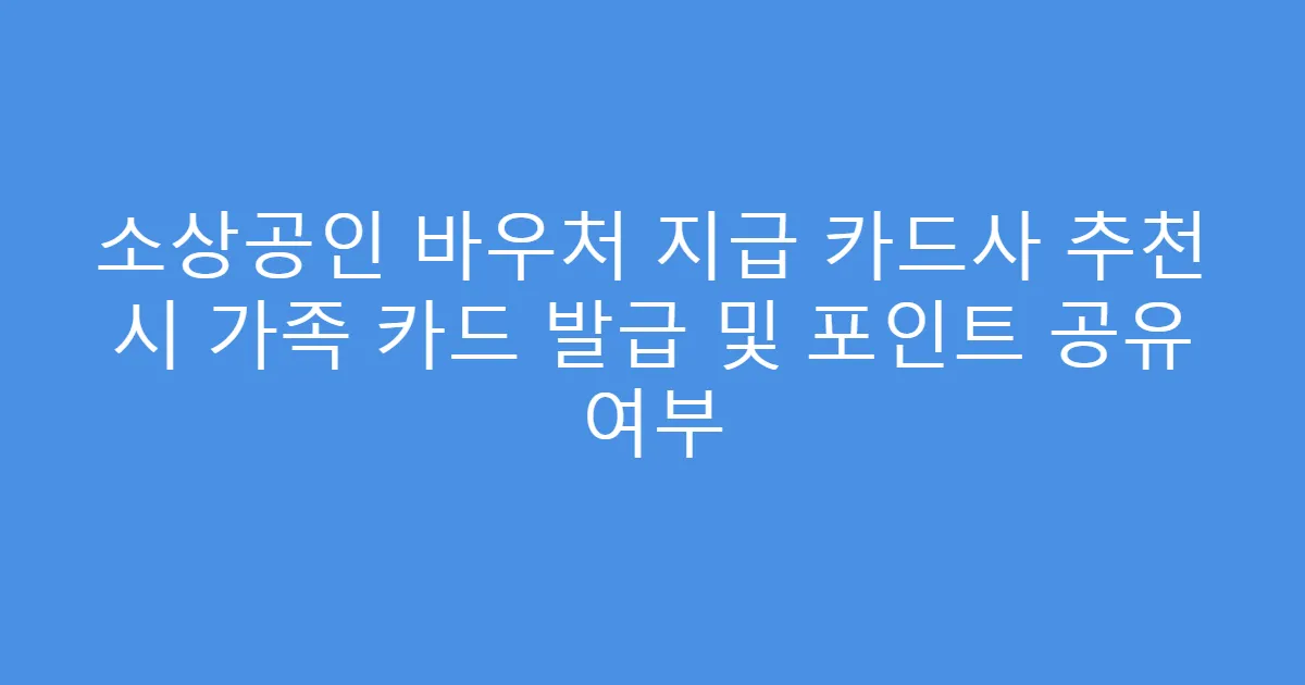 소상공인 바우처 지급 카드사 추천 시 가족 카드 발급 및 포인트 공유 여부