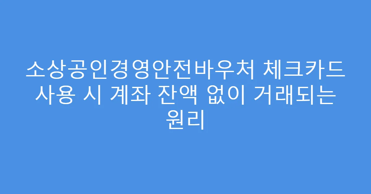 소상공인경영안전바우처 체크카드 사용 시 계좌 잔액 없이 거래되는 원리