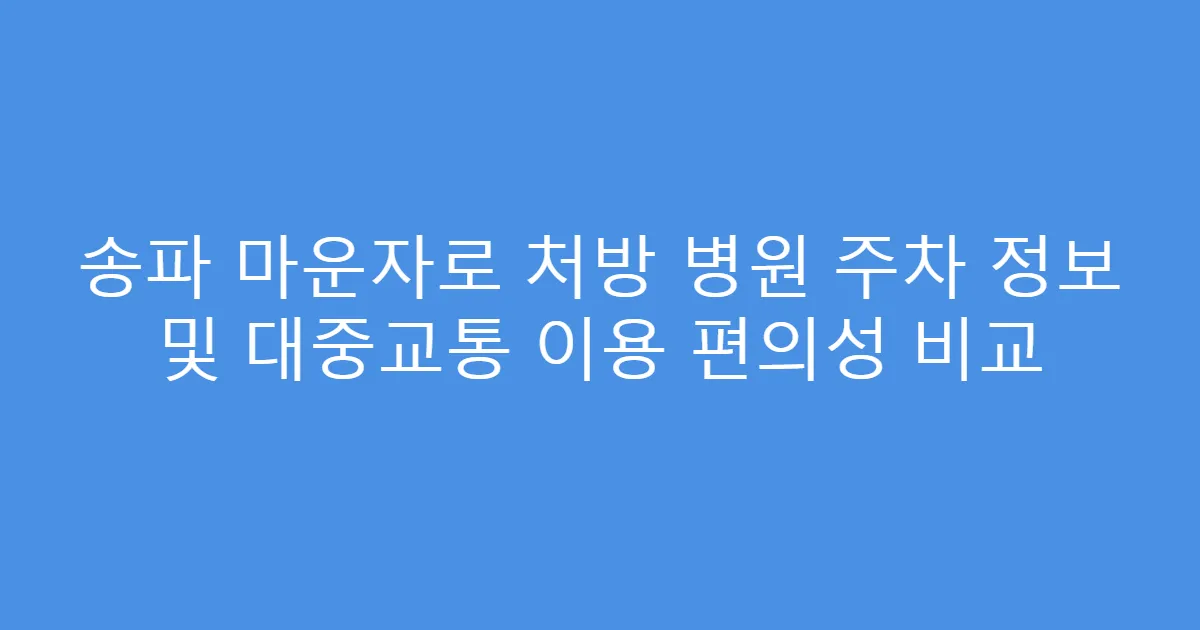 송파 마운자로 처방 병원 주차 정보 및 대중교통 이용 편의성 비교