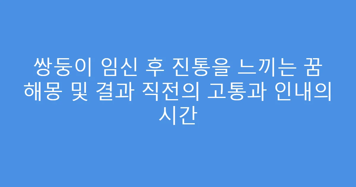 쌍둥이 임신 후 진통을 느끼는 꿈 해몽 및 결과 직전의 고통과 인내의 시간