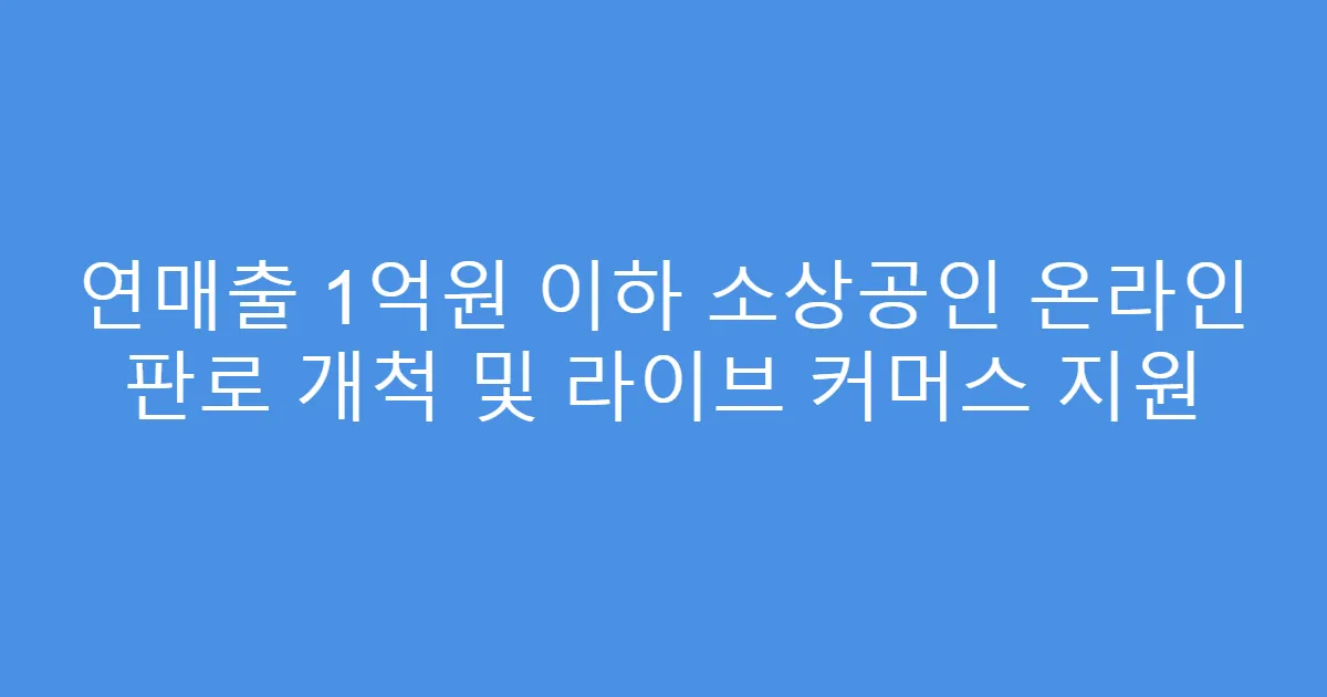 연매출 1억원 이하 소상공인 온라인 판로 개척 및 라이브 커머스 지원