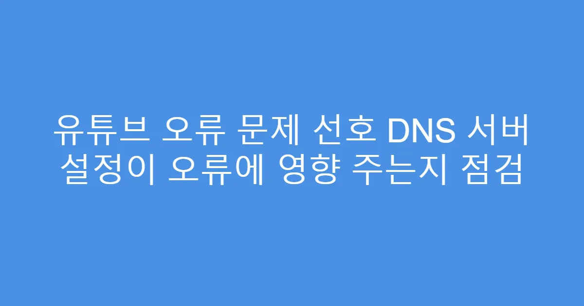 유튜브 오류 문제 선호 DNS 서버 설정이 오류에 영향 주는지 점검