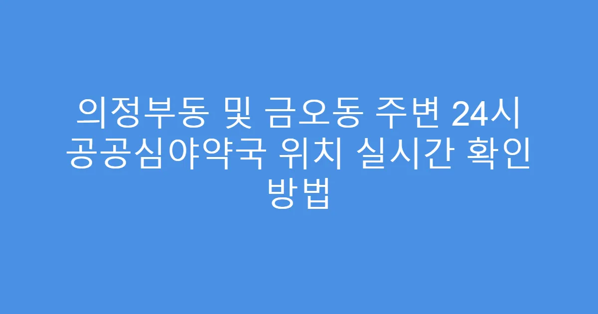 의정부동 및 금오동 주변 24시 공공심야약국 위치 실시간 확인 방법