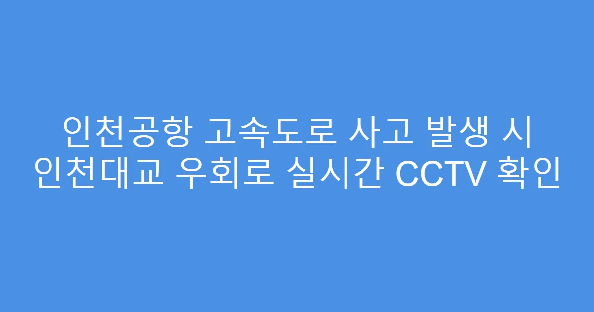 인천공항 고속도로 사고 발생 시 인천대교 우회로 실시간 CCTV 확인