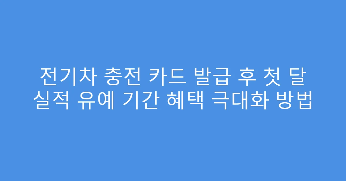 전기차 충전 카드 발급 후 첫 달 실적 유예 기간 혜택 극대화 방법