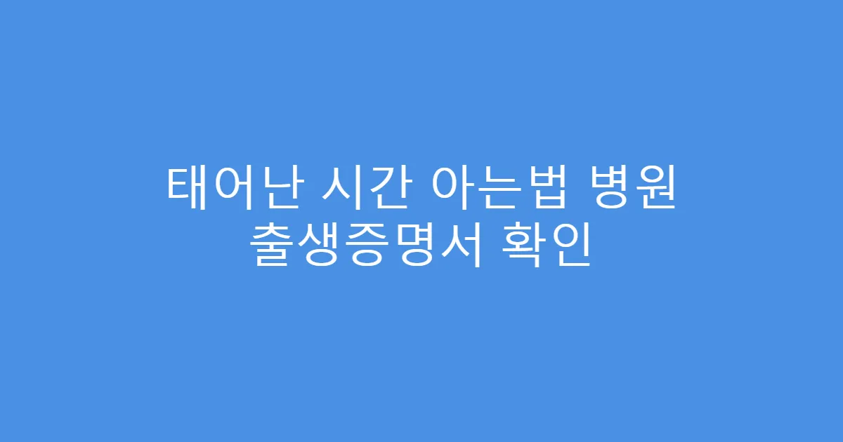 태어난 시간 아는법 병원 출생증명서 확인