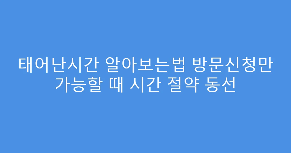 태어난시간 알아보는법 방문신청만 가능할 때 시간 절약 동선