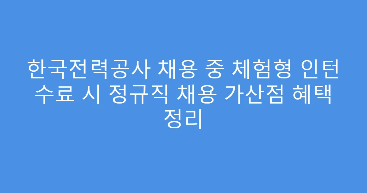 한국전력공사 채용 중 체험형 인턴 수료 시 정규직 채용 가산점 혜택 정리