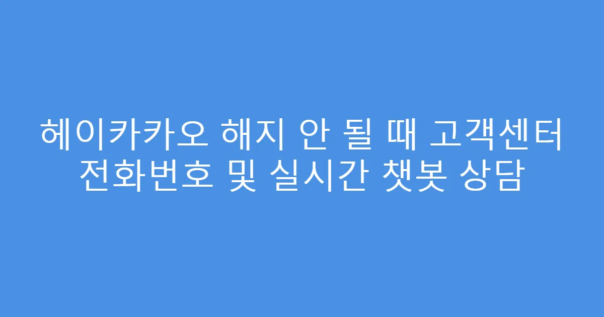 헤이카카오 해지 안 될 때 고객센터 전화번호 및 실시간 챗봇 상담