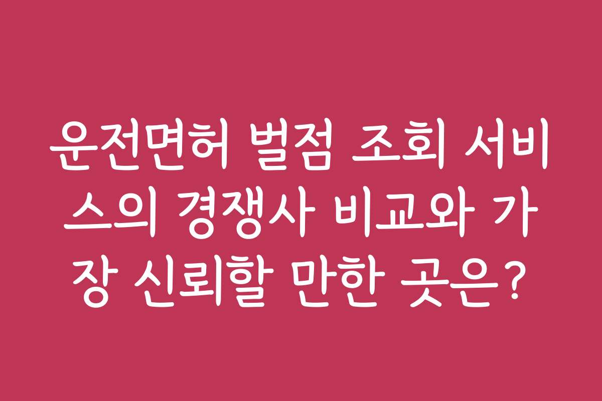 운전면허 벌점 조회 서비스의 경쟁사 비교와 가장 신뢰할 만한 곳은?